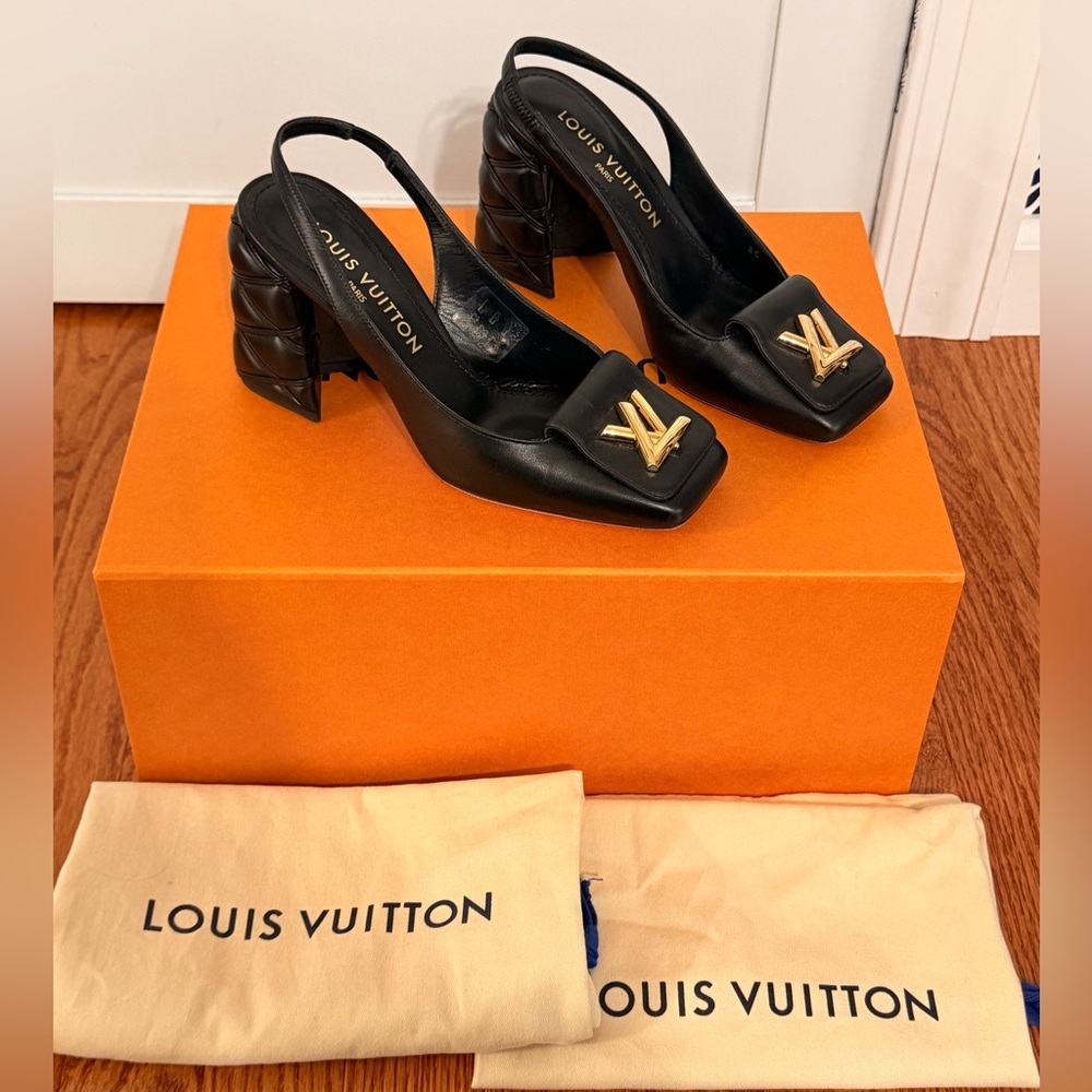 Louis Vuitton Black and Gold Heels